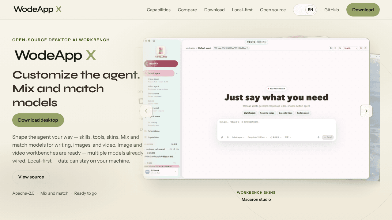 WodeAppX website screenshot