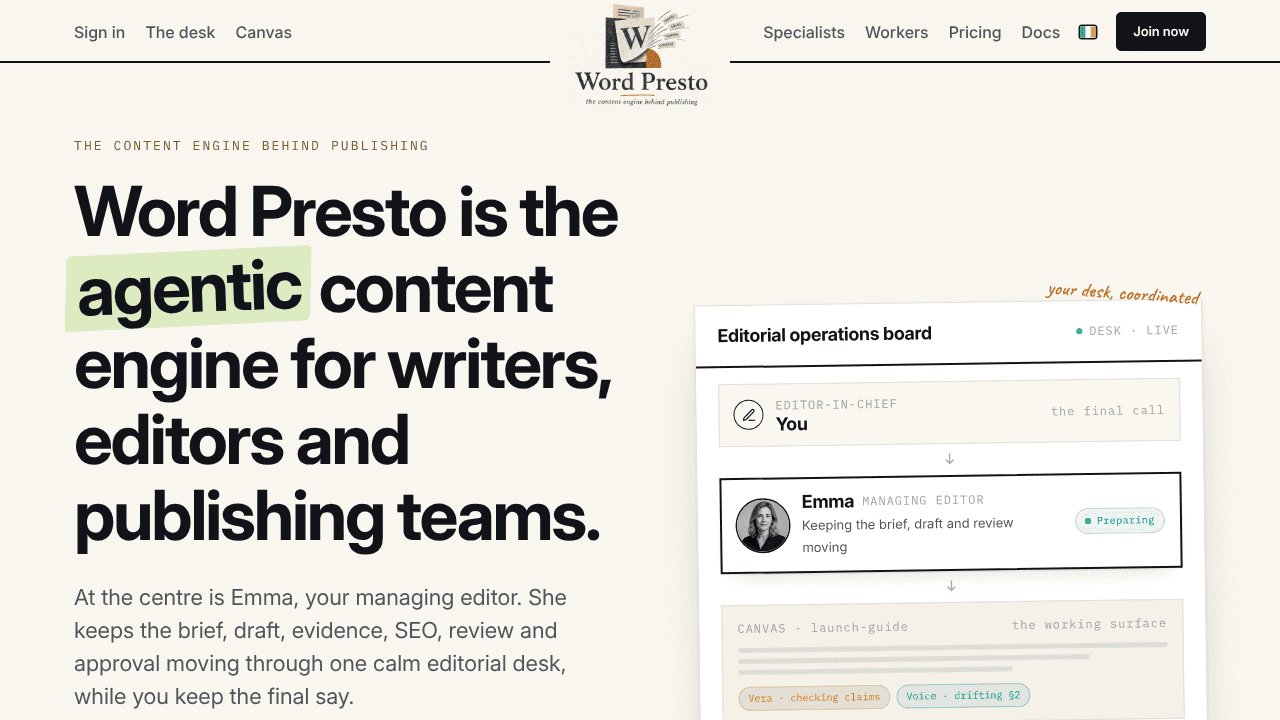 Word Presto website screenshot