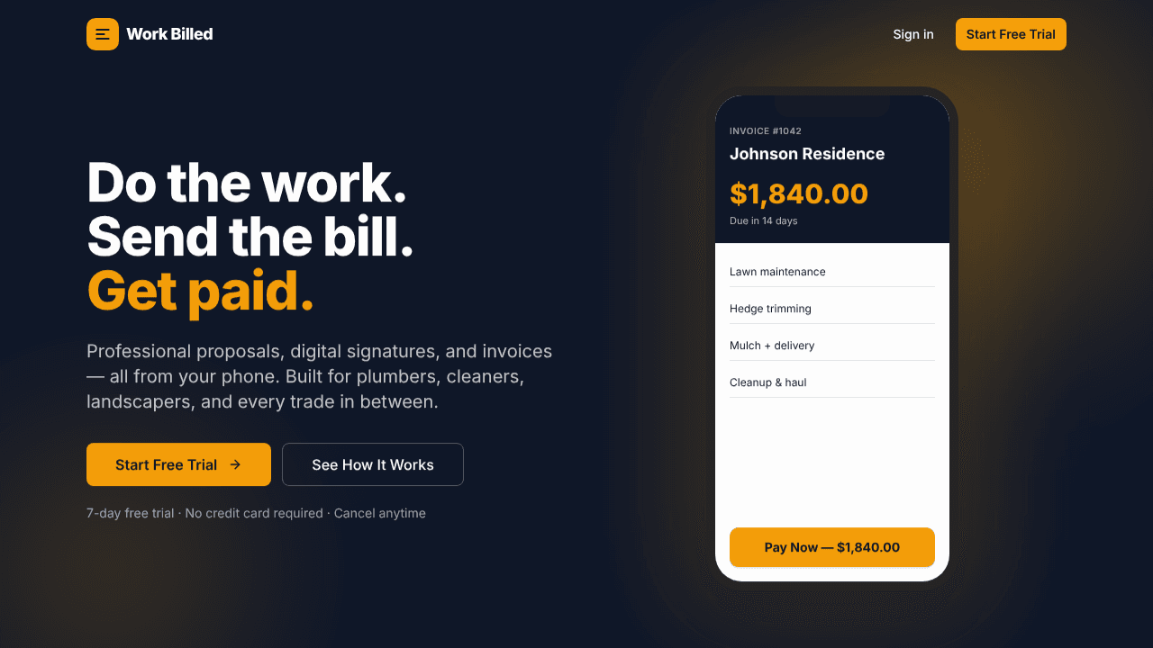 Work Billed website screenshot