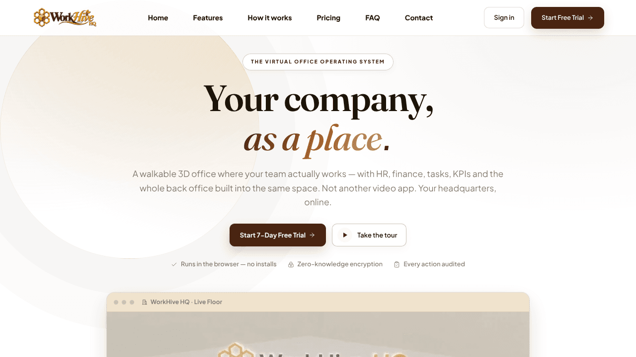 WorkHive HQ website screenshot