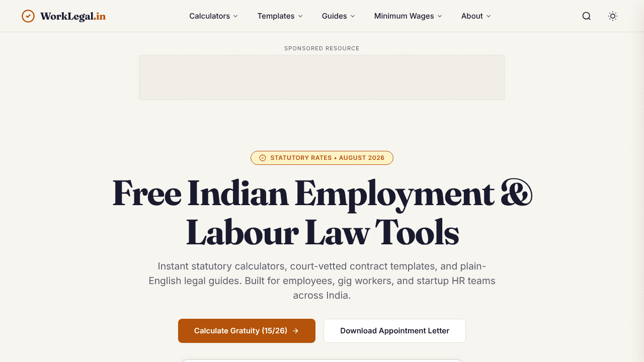 WorkLegal.in website screenshot