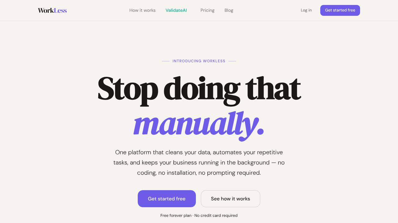 WorkLess website screenshot