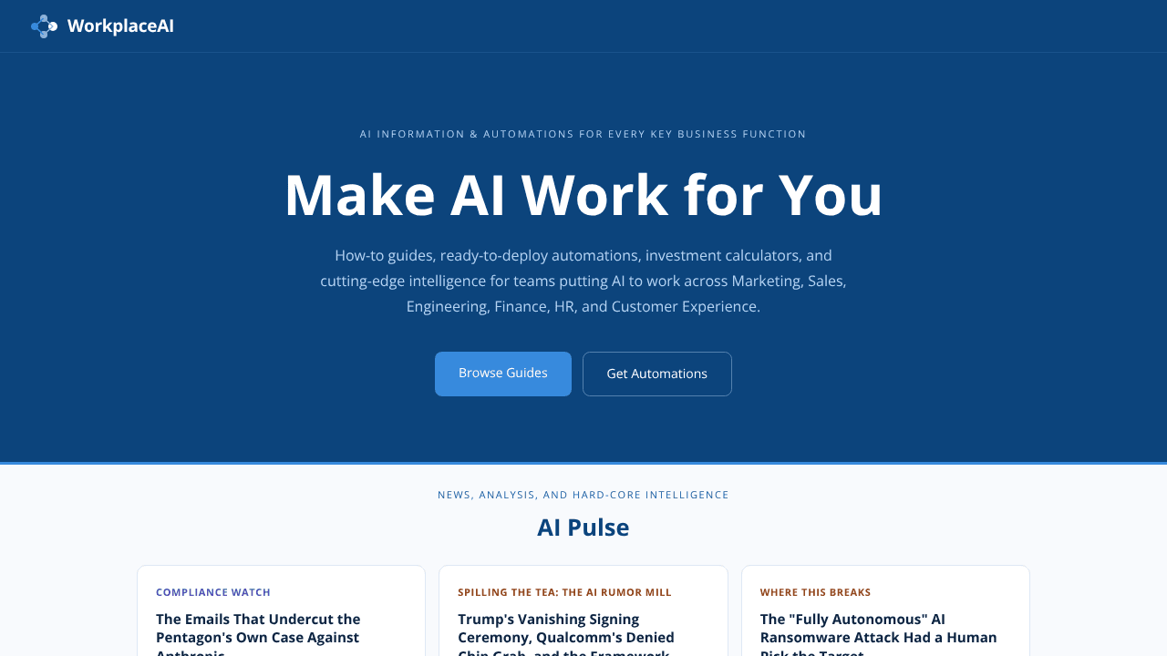 Workplace AI website screenshot