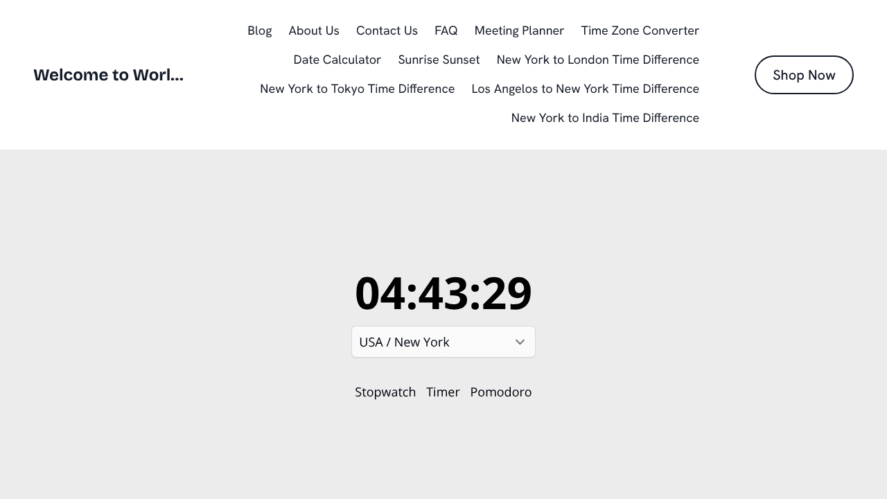 World on Time website screenshot