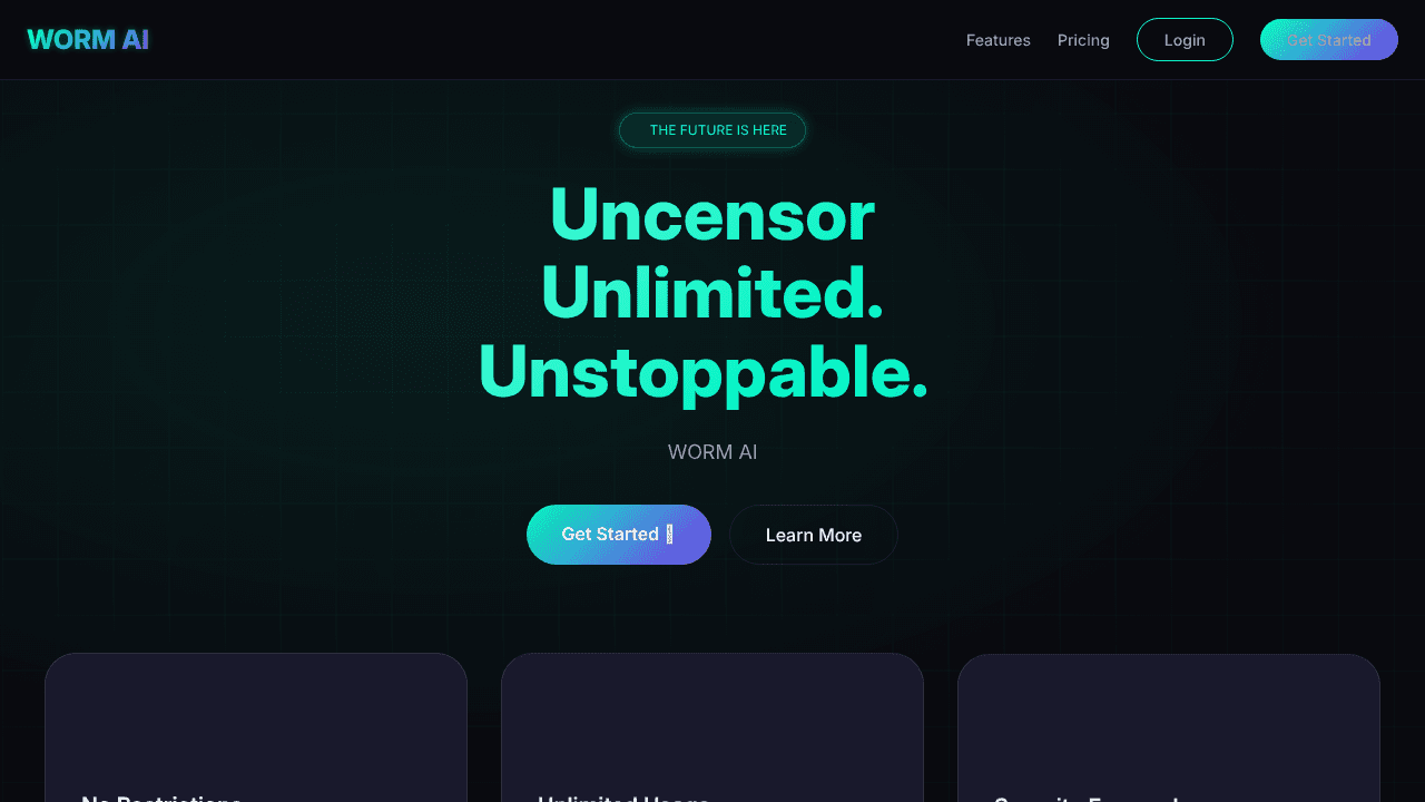 WormGPT AI website screenshot
