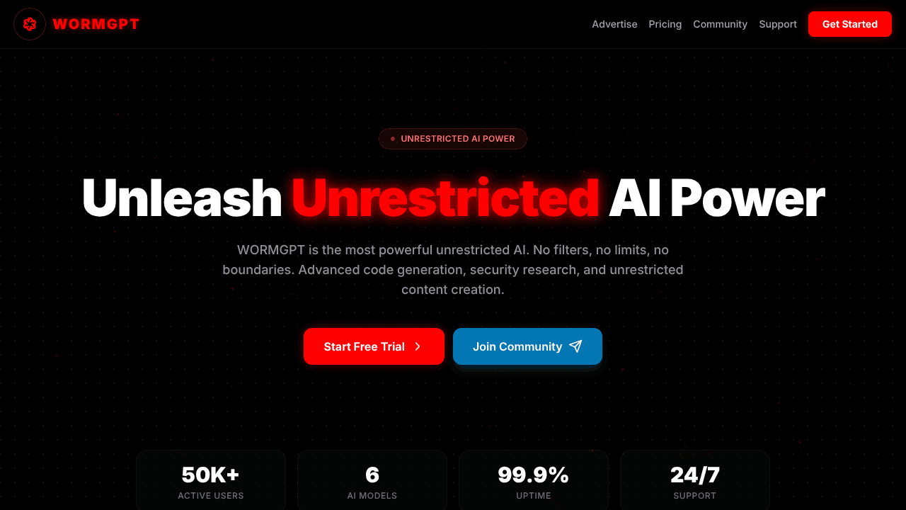 WORMGPT website screenshot