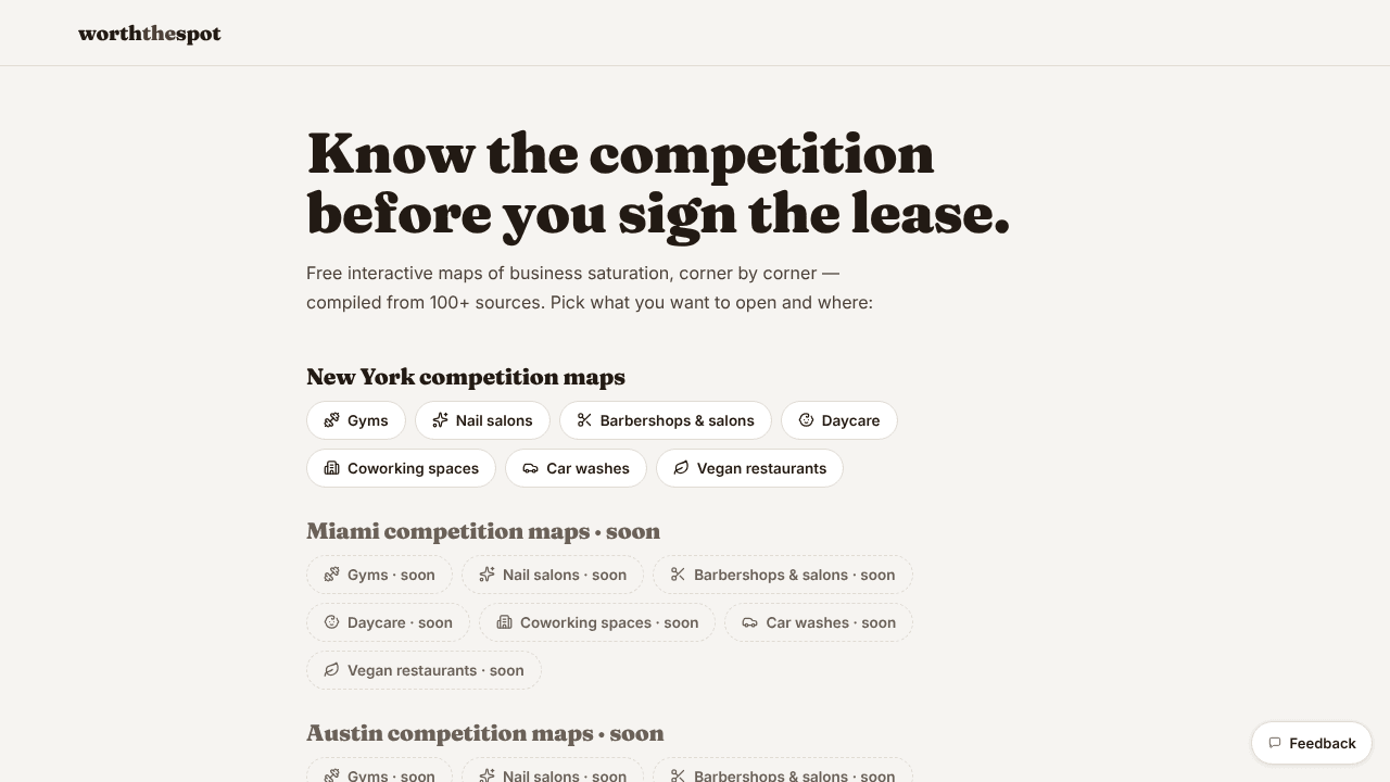 Worth The Spot website screenshot