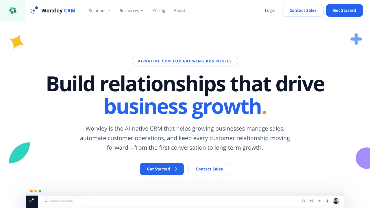 Worxley CRM website screenshot