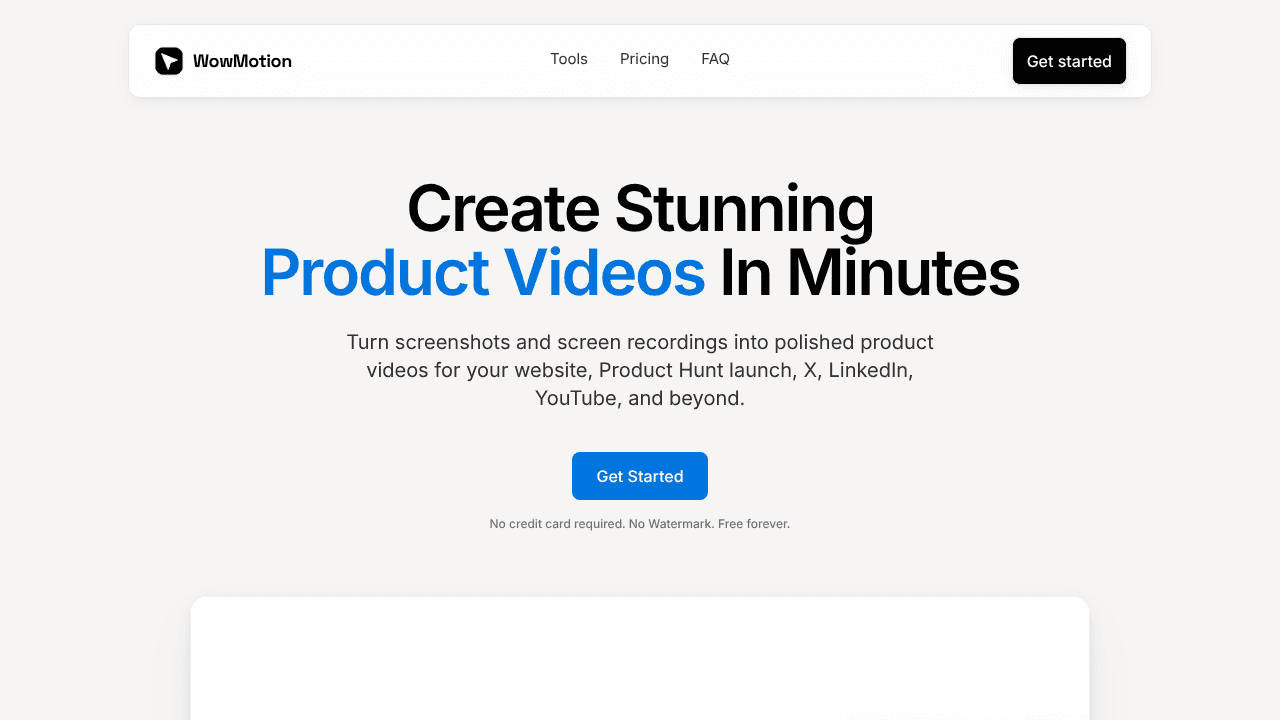 WowMotion - Free Motion Graphics Editor website screenshot