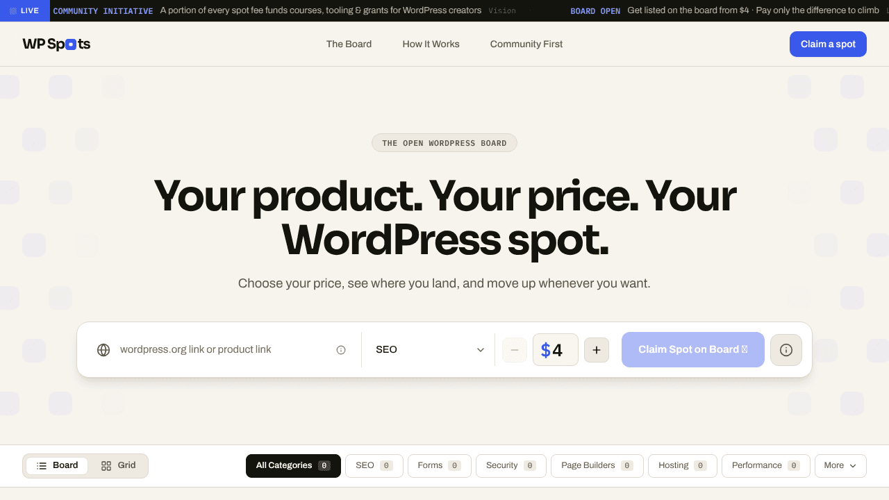 WP Spots website screenshot