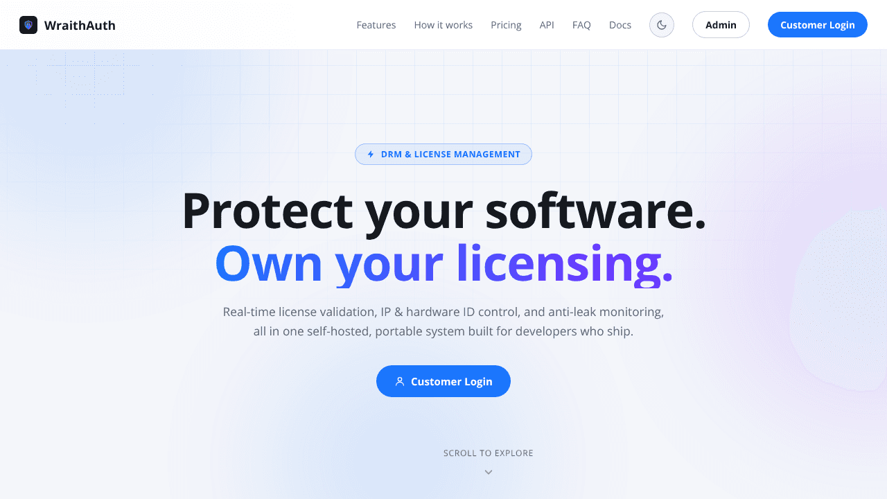 WraithAuth website screenshot