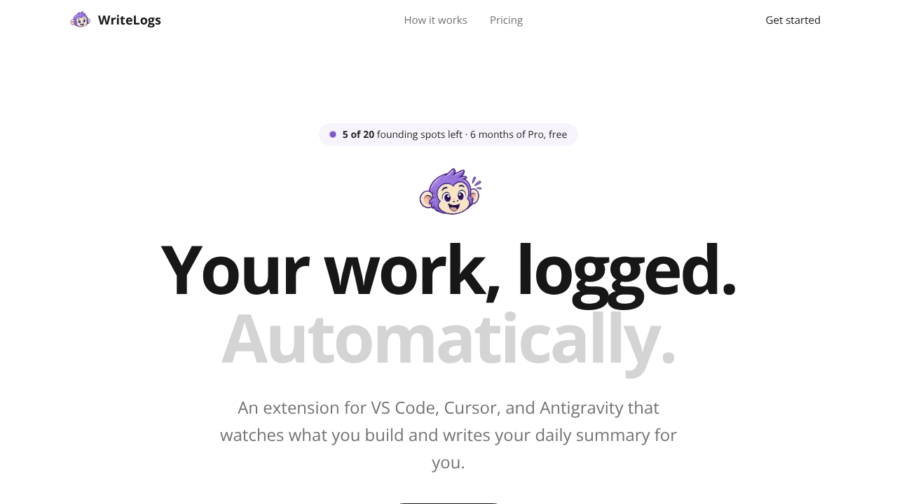 WriteLogs website screenshot