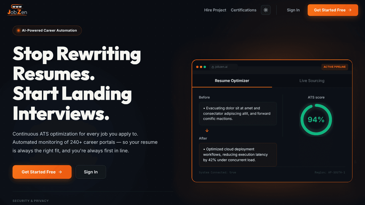 wwwJobZen  website screenshot