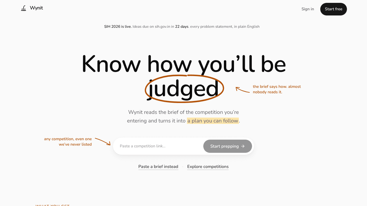 Wynit website screenshot