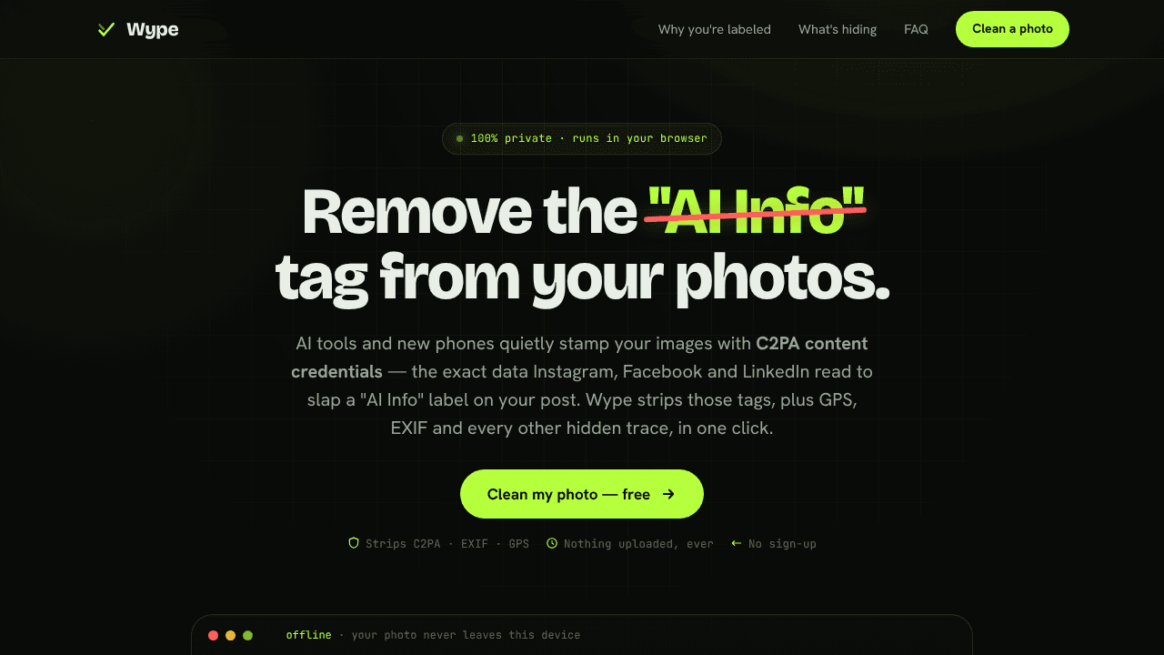 Wype website screenshot