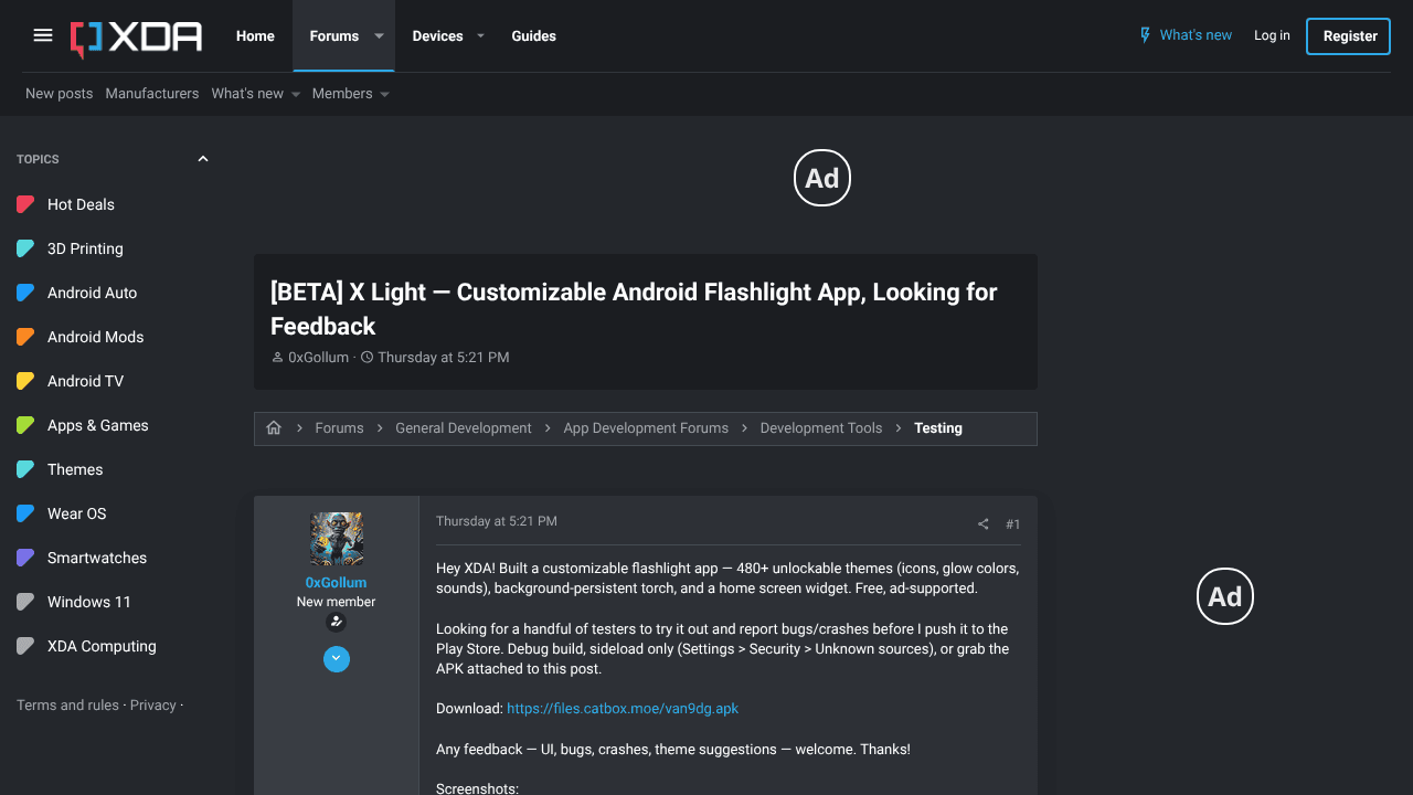 X Light website screenshot