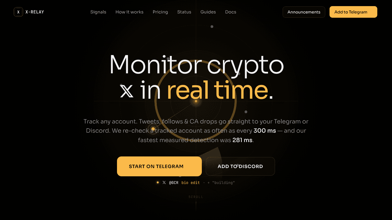 X-Relay — Twitter Tracker website screenshot