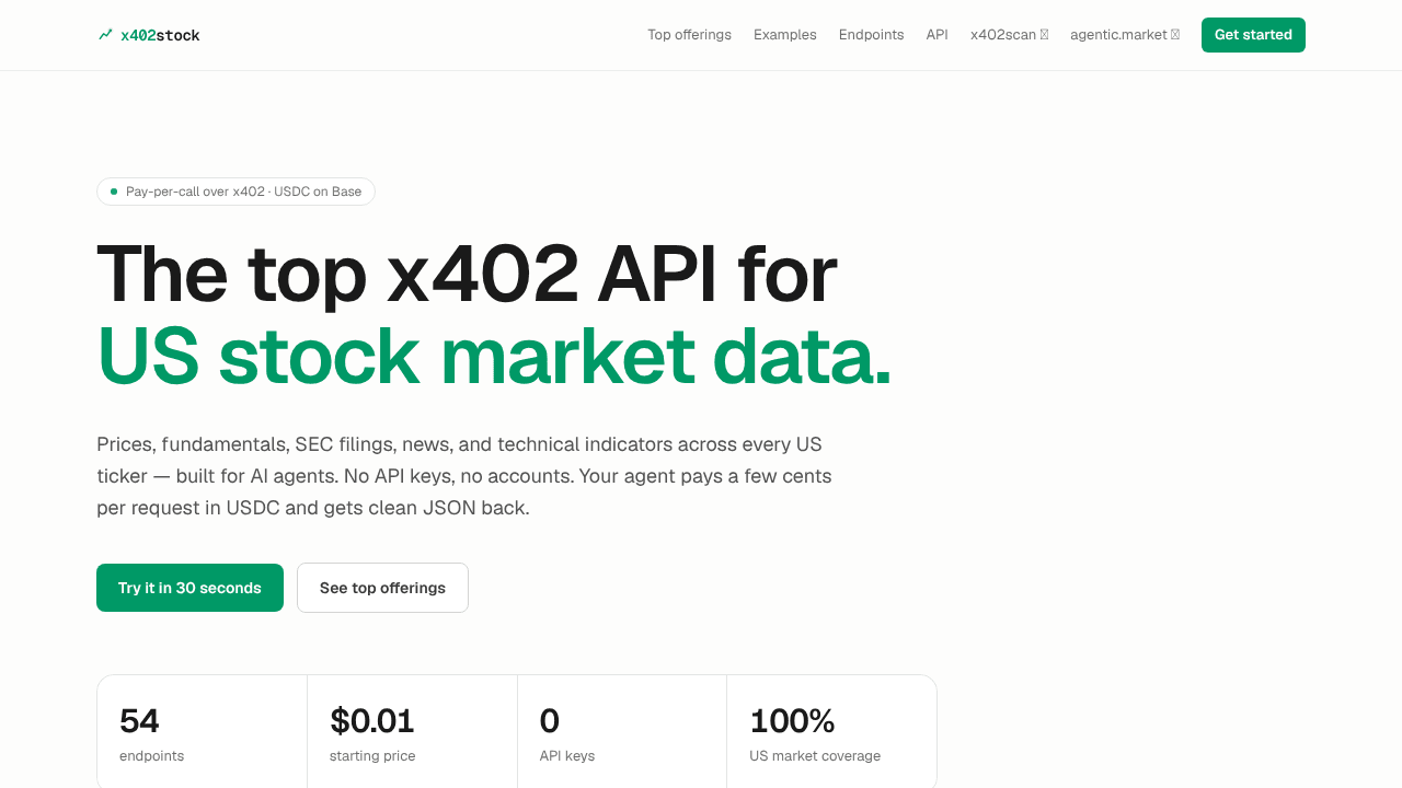 x402stock website screenshot