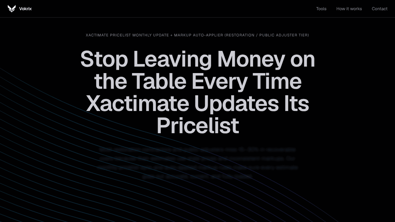 Xactimate Monthly Update Markup website screenshot