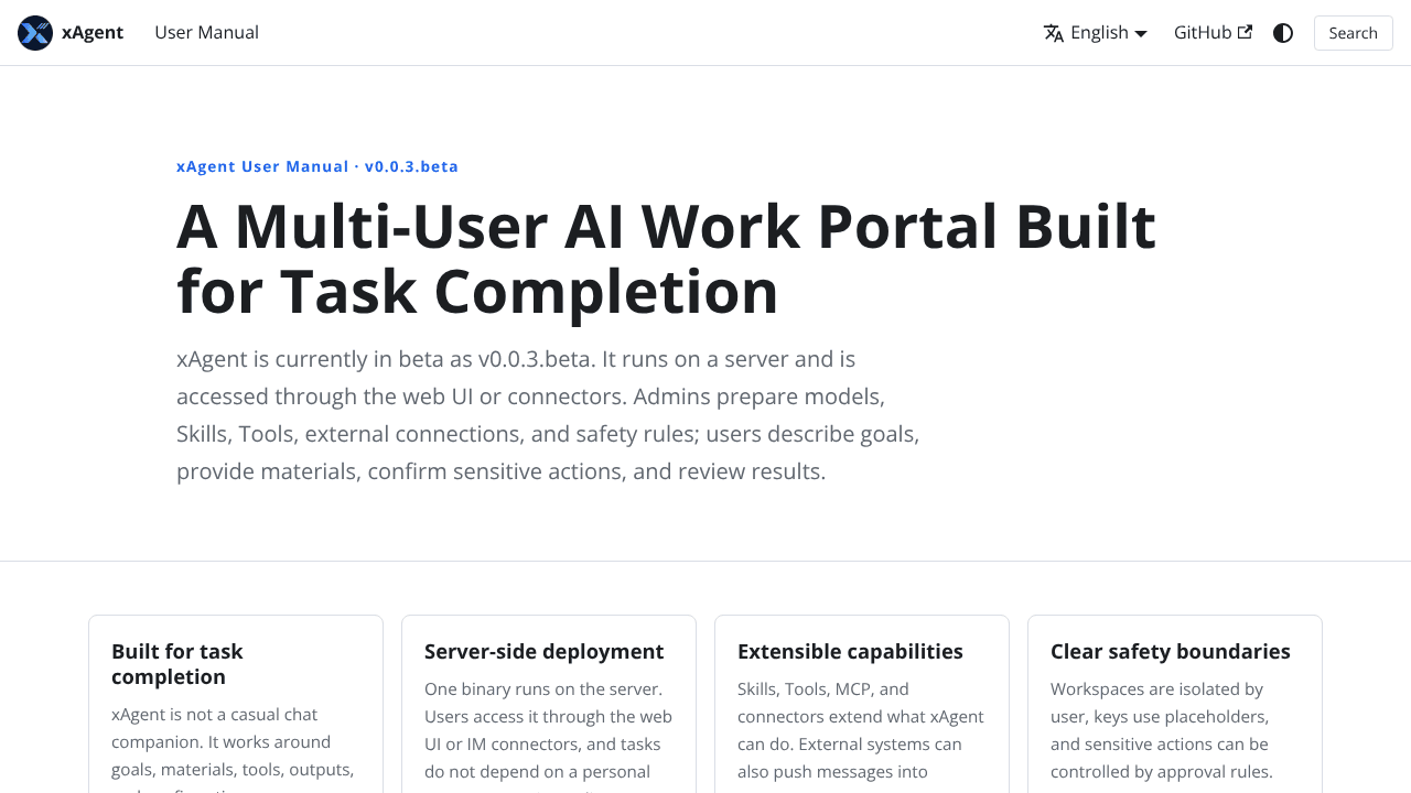 xAgent website screenshot