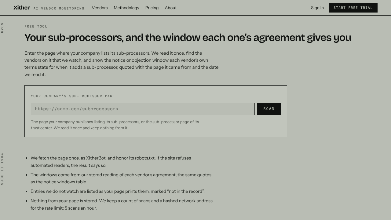Xither Stack Scan website screenshot