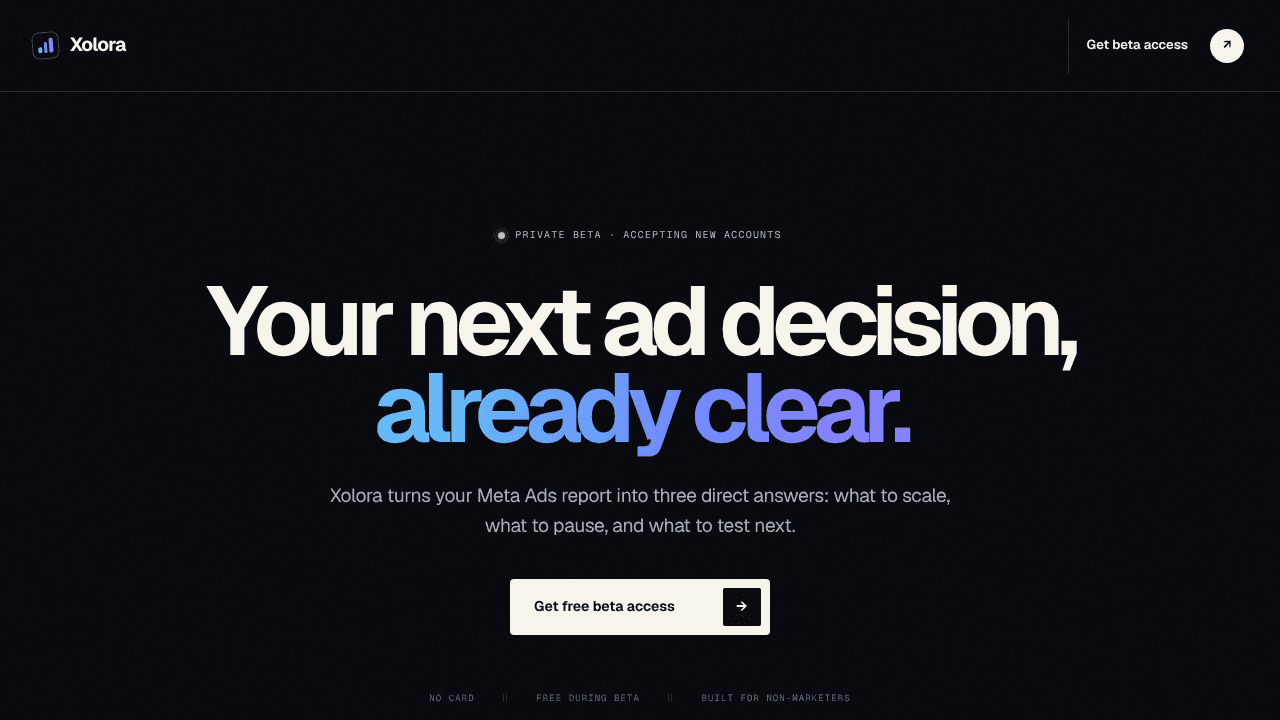 Xolora AI website screenshot