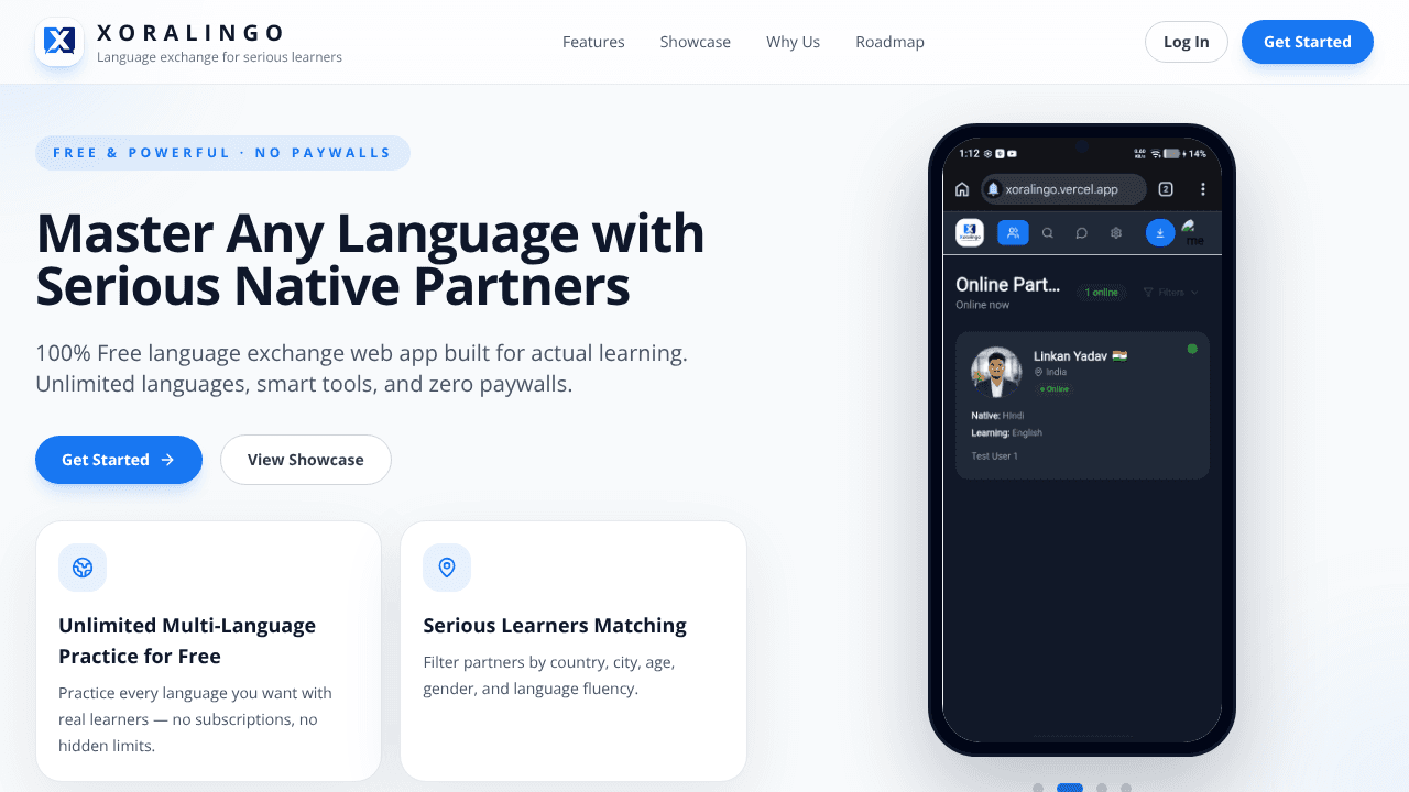 Xoralingo website screenshot