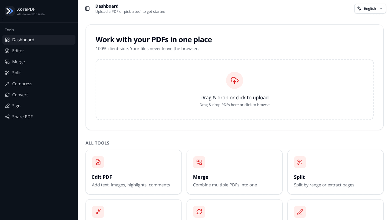 XoraPDF website screenshot