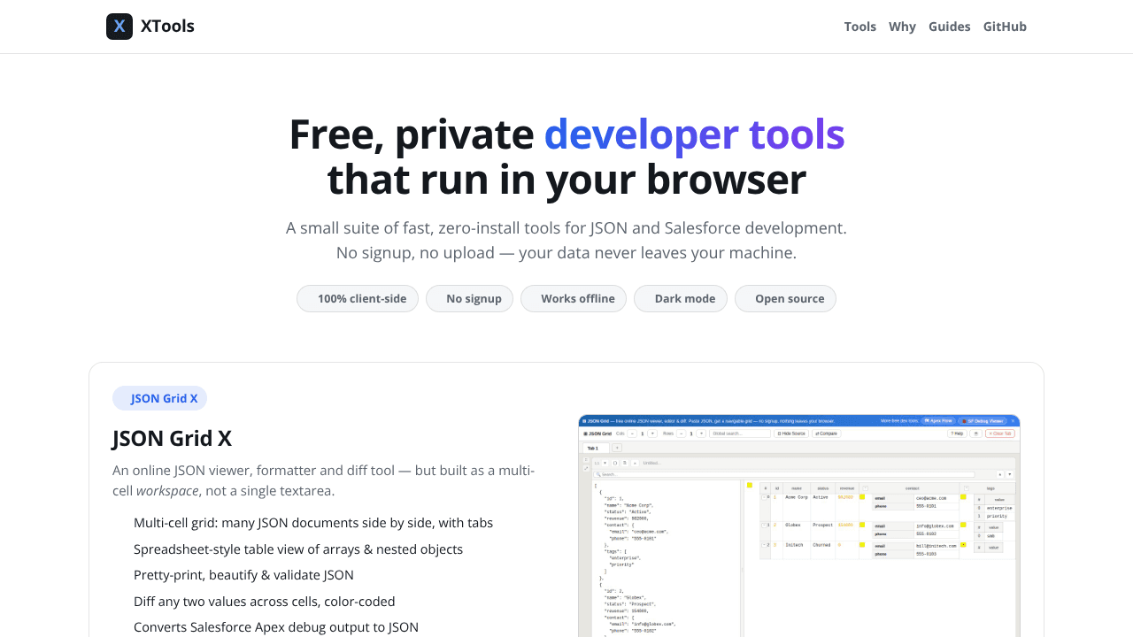 XTools - JGrid X, Apex/LWC Flow, Debug  website screenshot