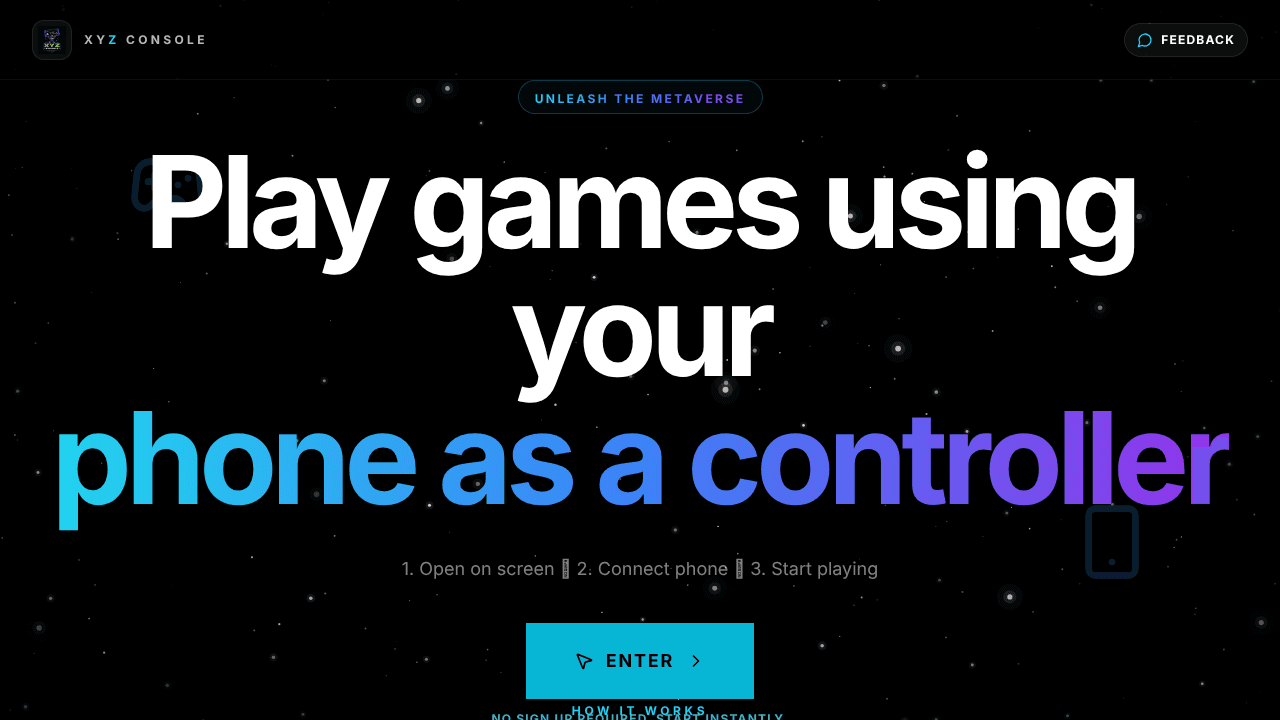 XYZ Console website screenshot