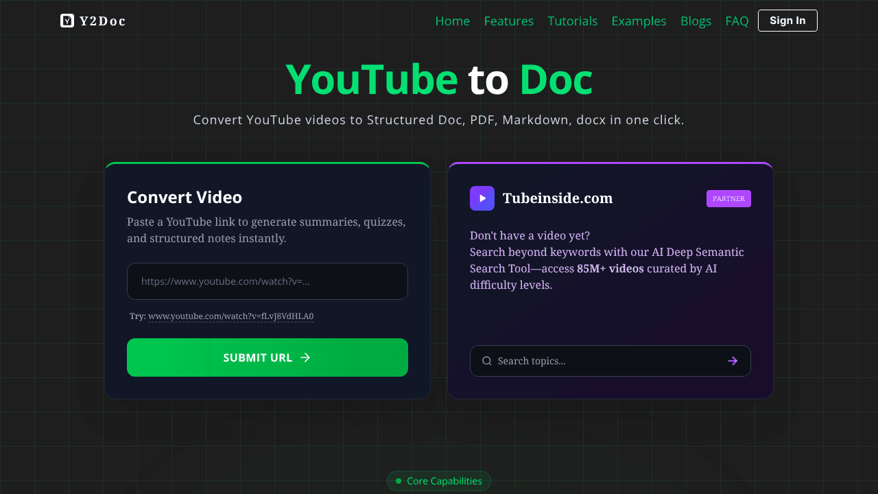 Y2Doc website screenshot
