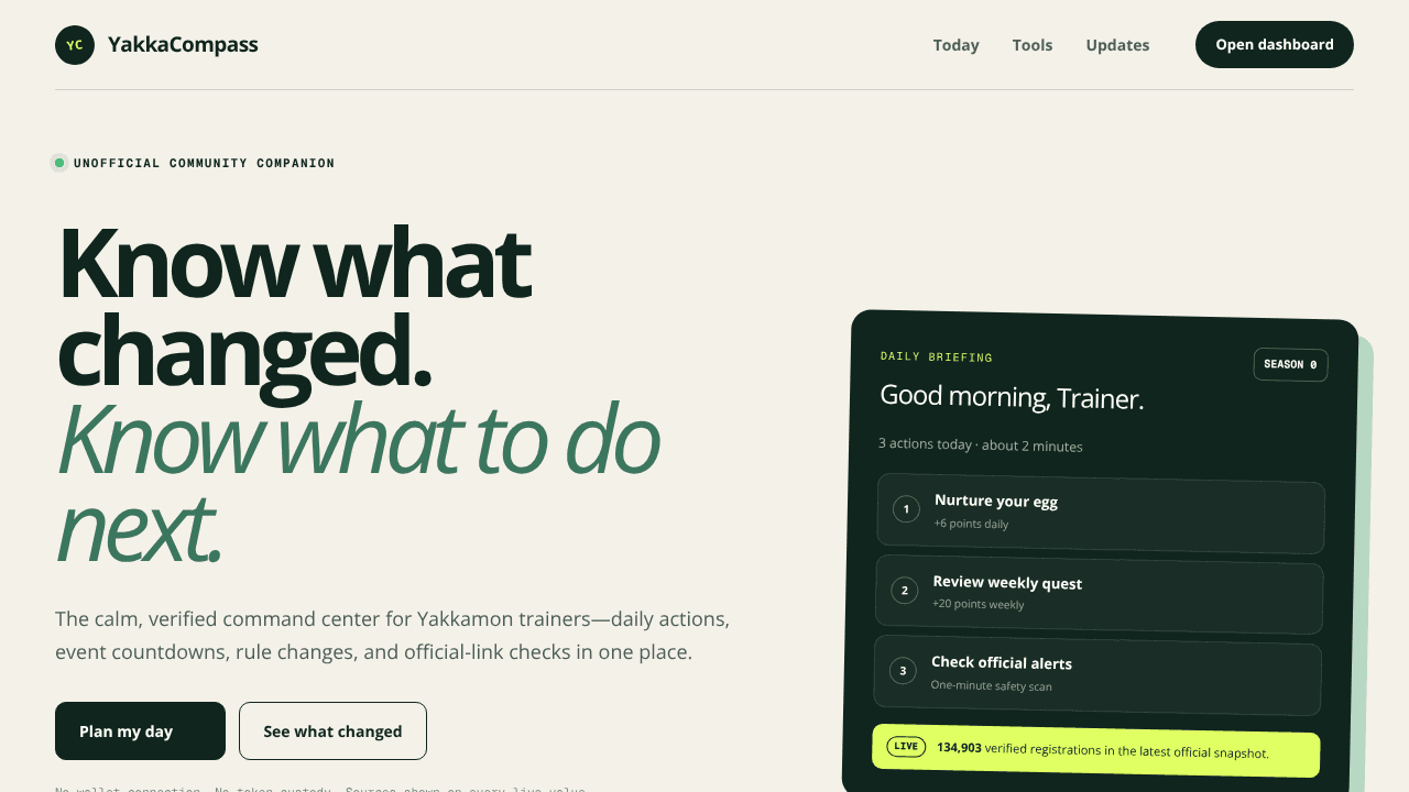 YakkaCompass website screenshot