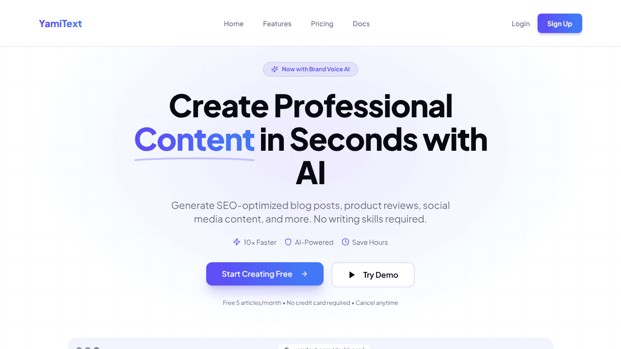 Yamitext website screenshot