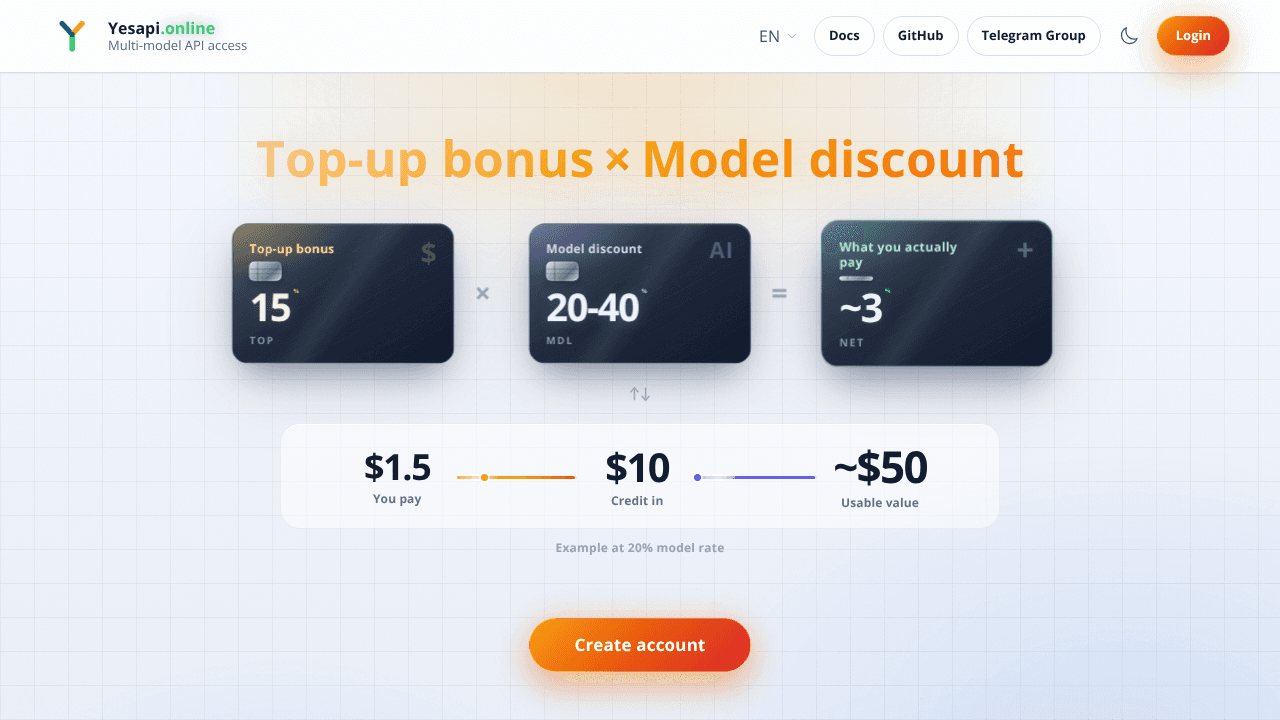 Yesapi.online website screenshot