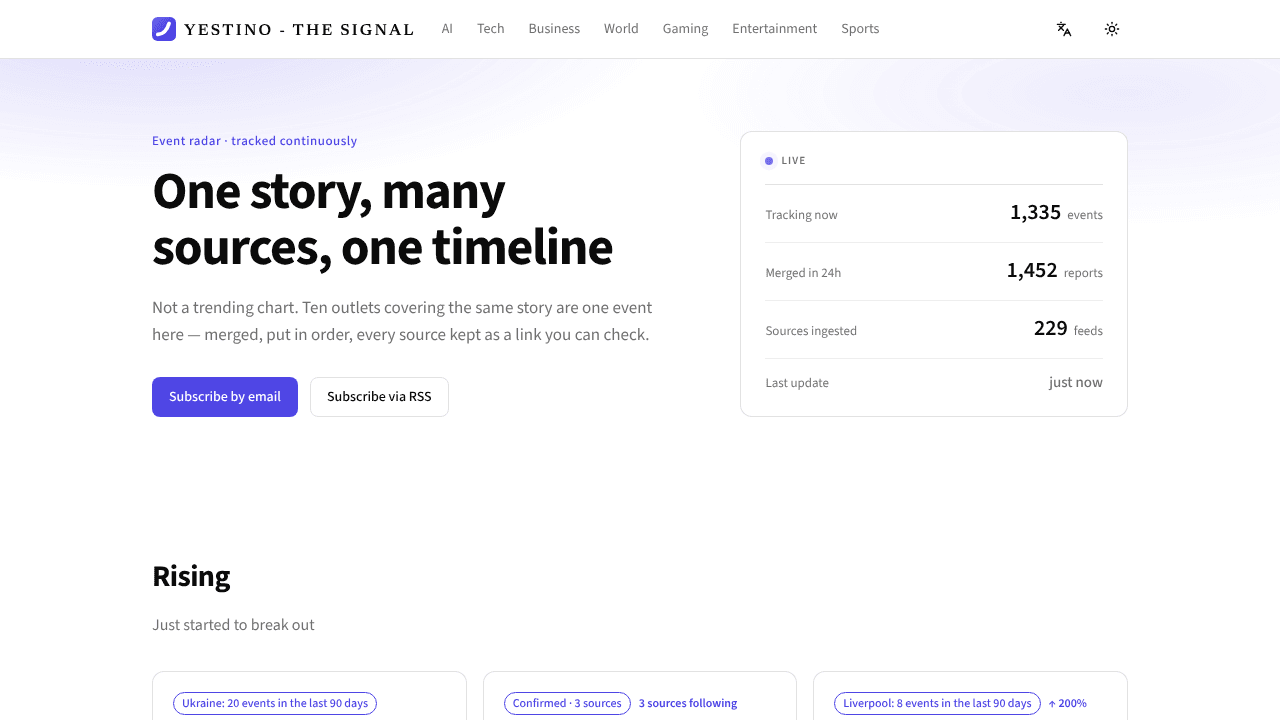 Yestino - The Signal website screenshot