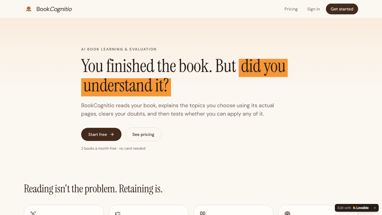 Your AI Companion for Better Reading website screenshot