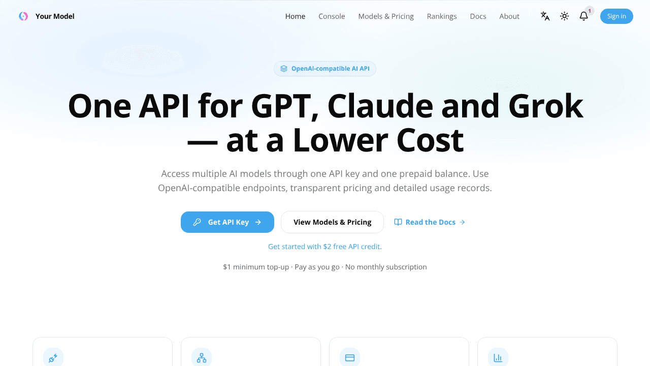 Your Model website screenshot