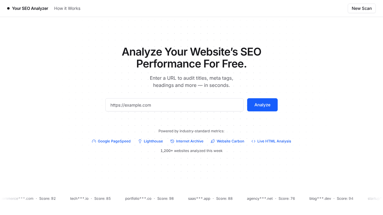 Your SEO Analyzer website screenshot