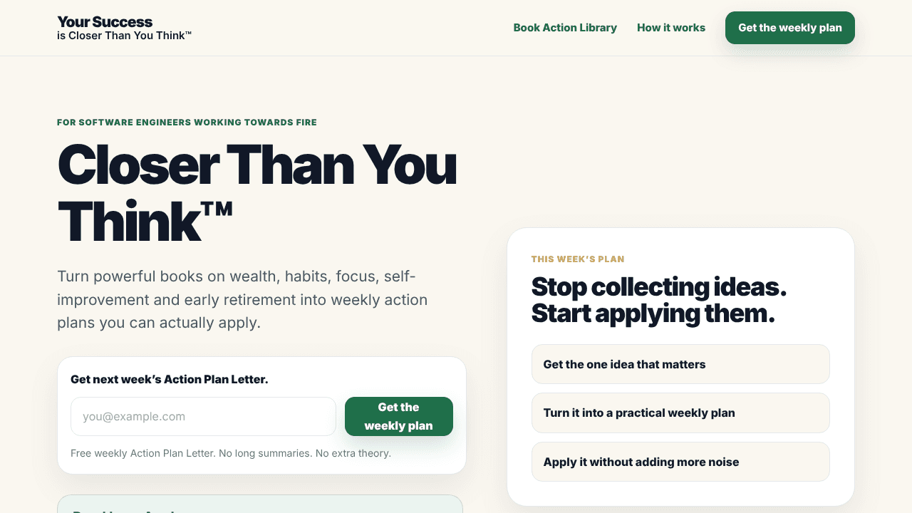 Your Success is Closer Than You Think™ website screenshot