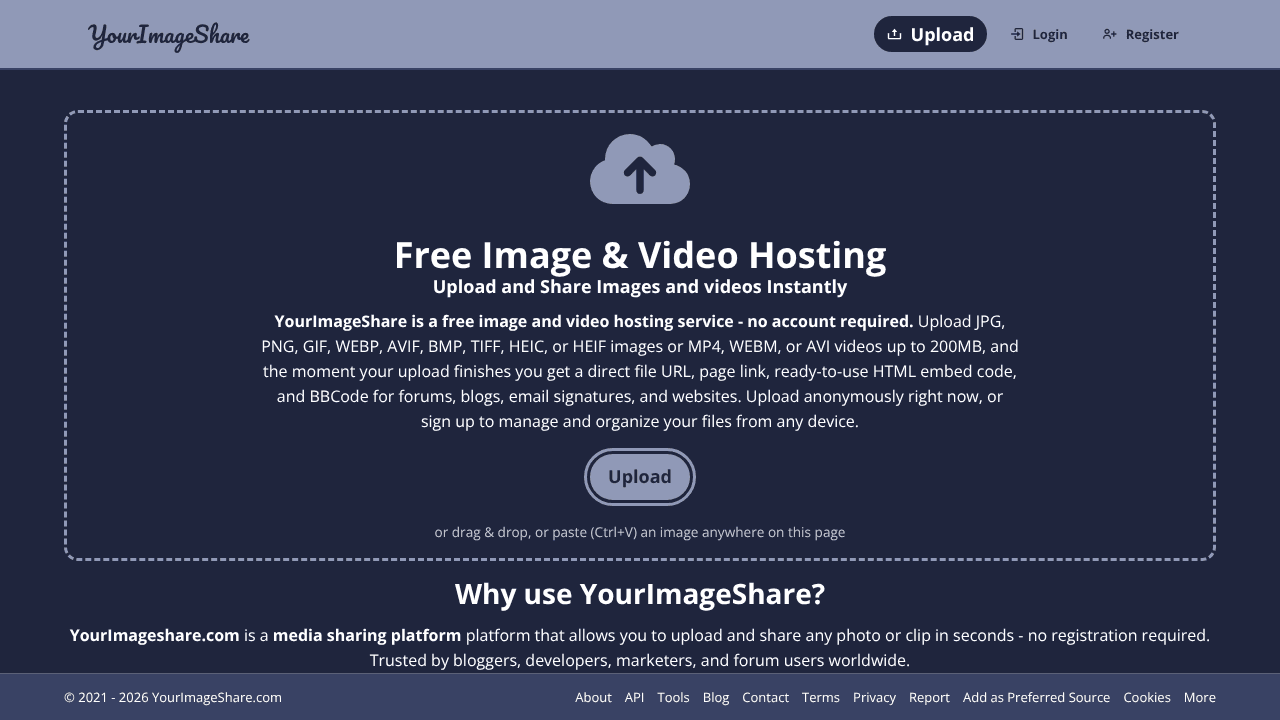 YourImageShare website screenshot