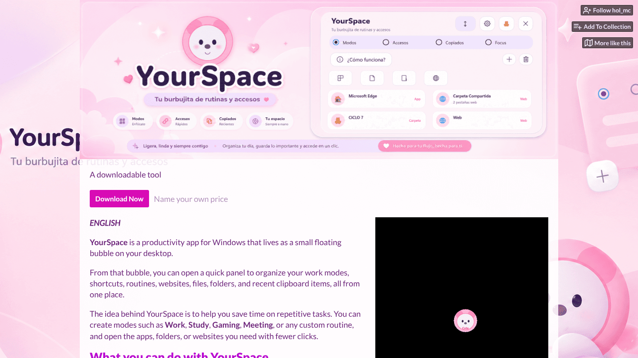 YoursSpace website screenshot