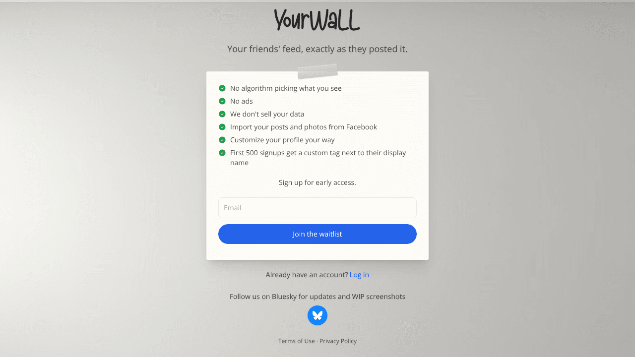 YourWall (Beta) website screenshot