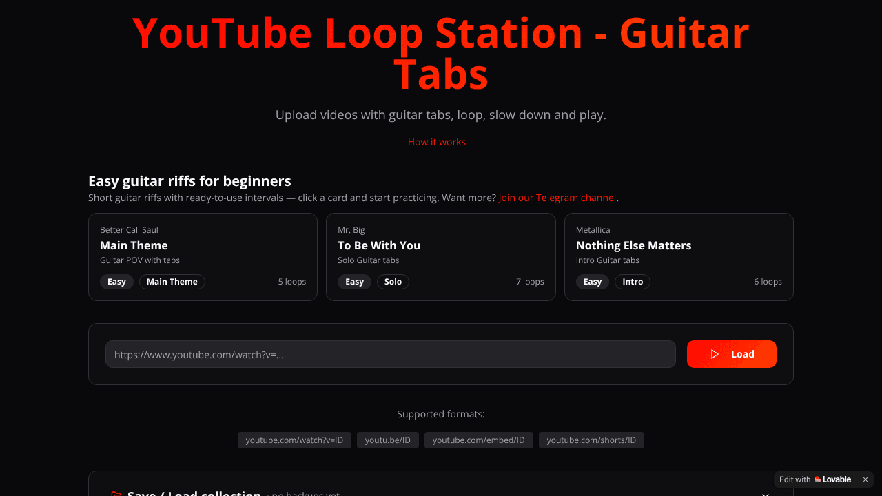 YouTube Loop Station website screenshot