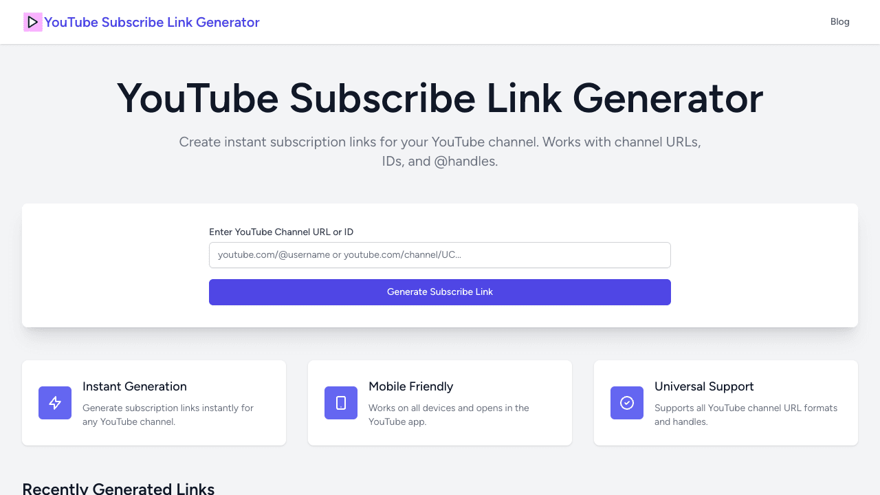 YouTube Subscribe Link Generator