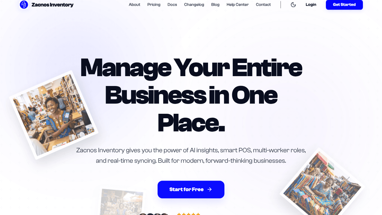 Zacnos Inventory for Business website screenshot
