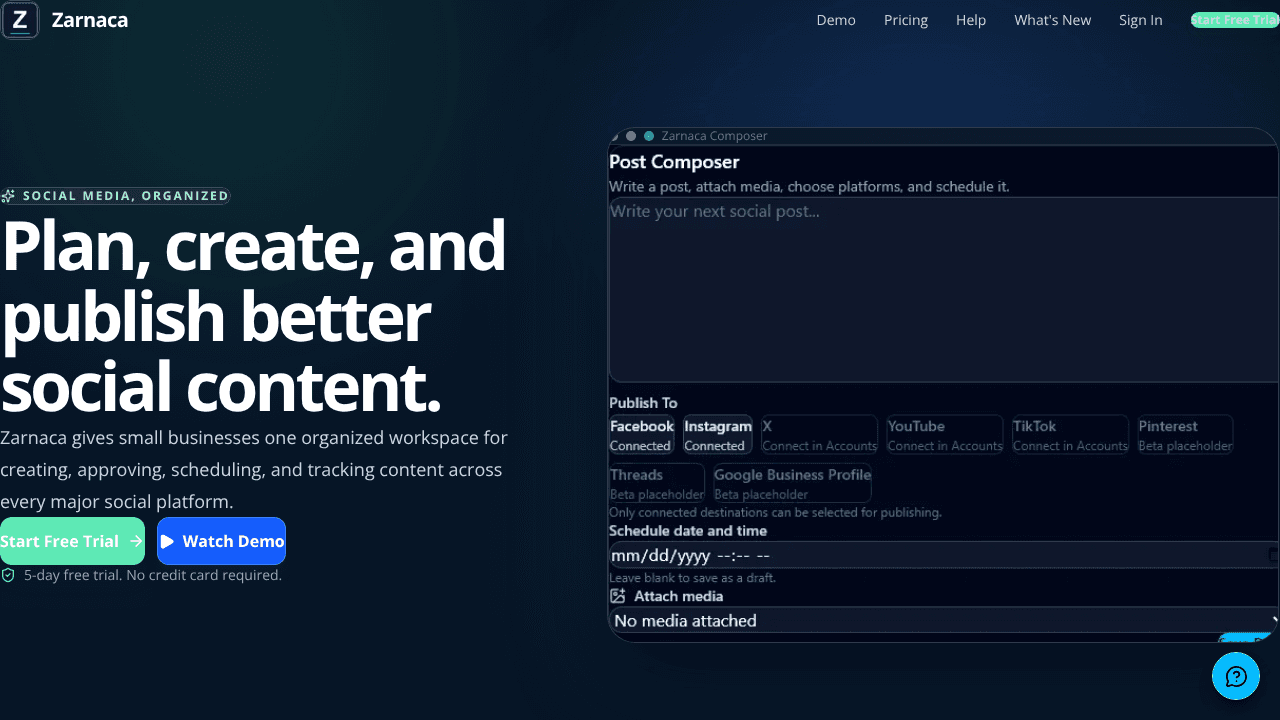 Zarnaca website screenshot