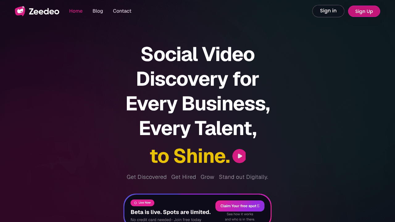 Zeedeo website screenshot