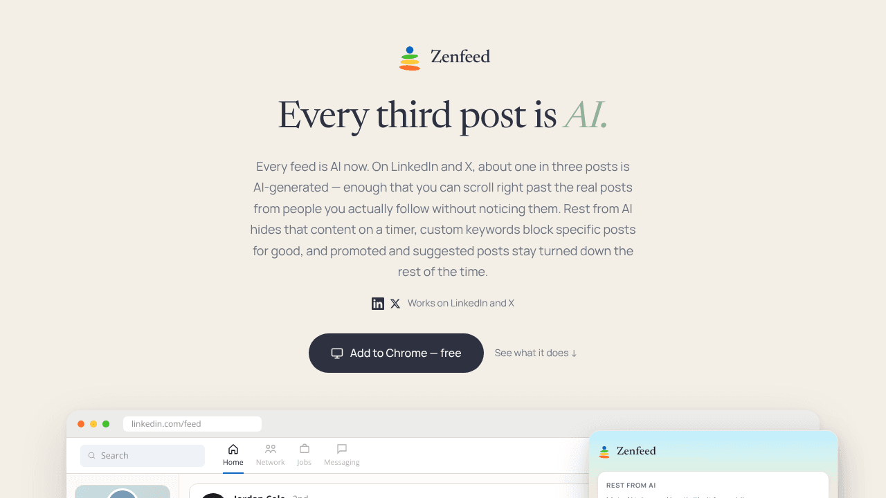 Zenfeed website screenshot