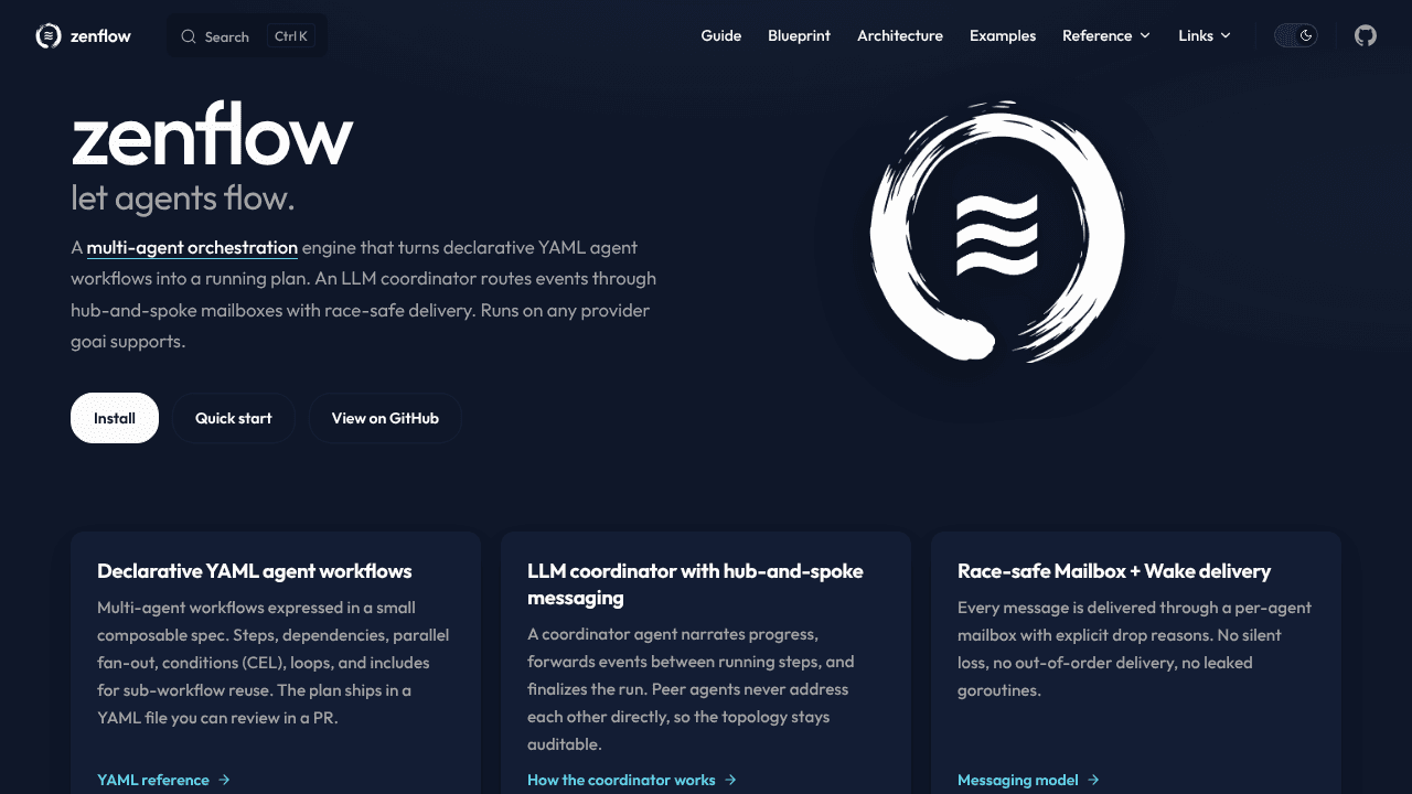 zenflow website screenshot