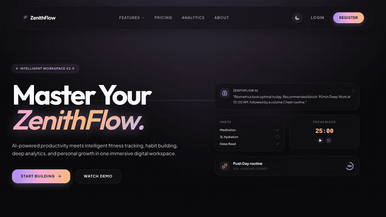 ZenithFlow website screenshot